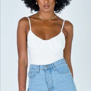 Princess Polly LEVEY BODYSUIT WHITE